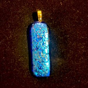 Silver and blue abstract pendant